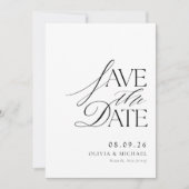 Einfache elegante Schwarz-Weiß-Chic-Hochzeit Save The Date (Vorderseite)