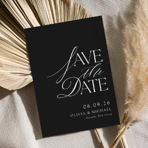 Einfache elegante Schwarz-Weiß-Chic-Hochzeit Save The Date