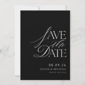 Einfache elegante Schwarz-Weiß-Chic-Hochzeit Save The Date (Vorderseite)