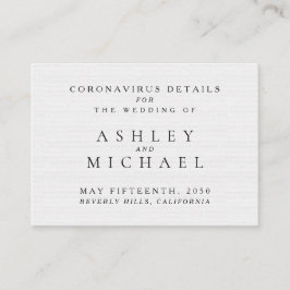 Einfache Elegante Schwarz-Weiß-Coronavirus-Details Begleitkarte