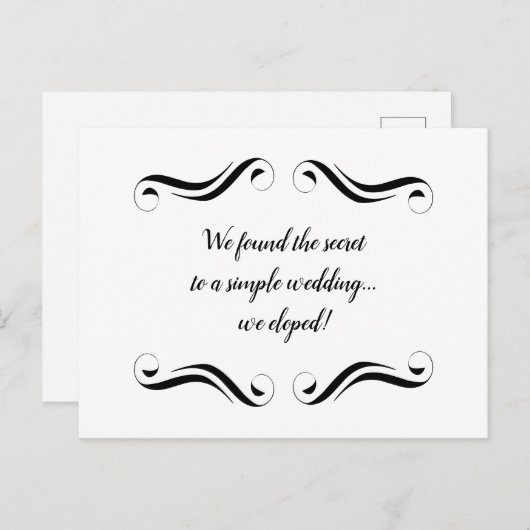 Einfache elegante Schwarz-Weiß-Dekoration Ankündigungspostkarte (Vorne/Hinten)