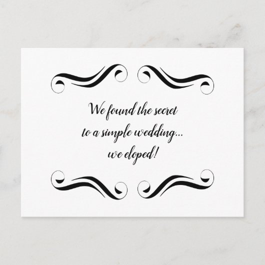 Einfache elegante Schwarz-Weiß-Dekoration Ankündigungspostkarte (Vorderseite)