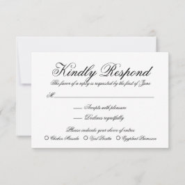 Einfache, elegante Schwarz-Weiß-Feier RSVP Karte