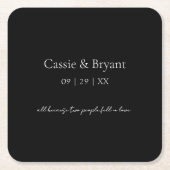 Einfache elegante Schwarz-Weiß-Gotik-Hochzeit Rechteckiger Pappuntersetzer (Vorderseite)