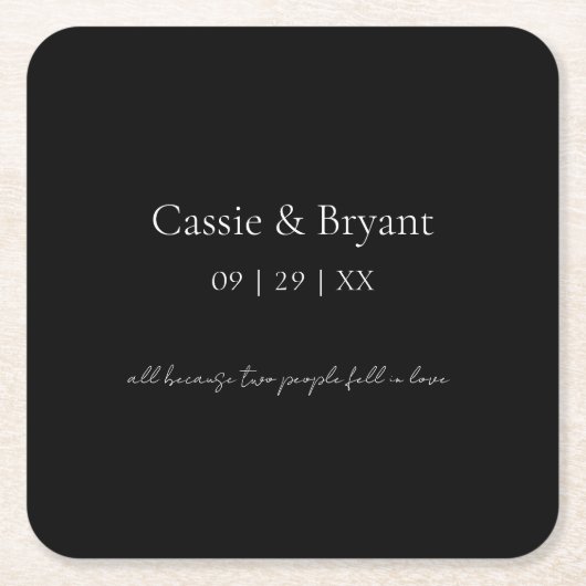 Einfache elegante Schwarz-Weiß-Gotik-Hochzeit Rechteckiger Pappuntersetzer (Vorderseite)