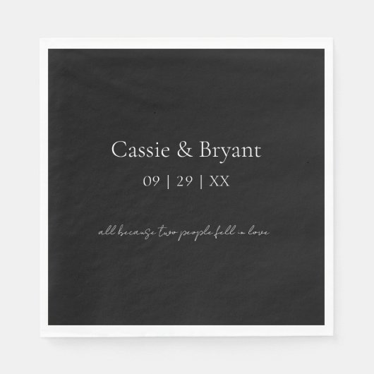 Einfache elegante Schwarz-Weiß-Gotik-Hochzeit Serviette (Vorderseite)