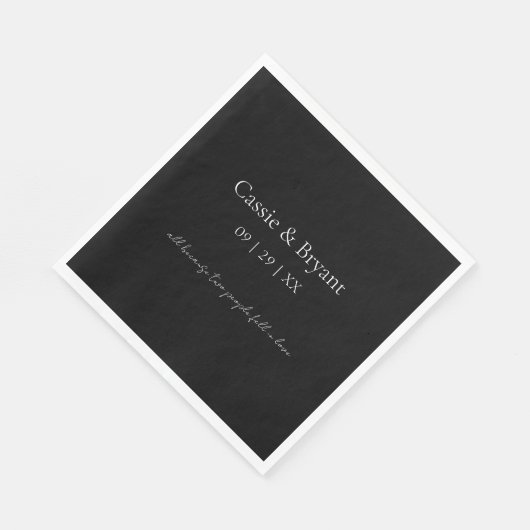 Einfache elegante Schwarz-Weiß-Gotik-Hochzeit Serviette (Ecke)