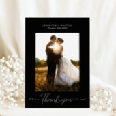 Einfache Elegante Schwarz-Weiß-Hochzeit Dankeskarte