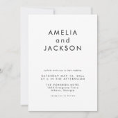 Einfache, elegante Schwarz-Weiß-Hochzeit Einladung (Vorderseite)