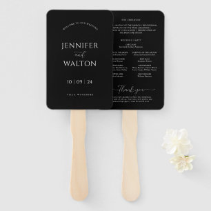 Einfache Elegante Schwarz-Weiß-Hochzeit Fächer