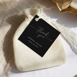 Einfache Elegante Schwarz-Weiß-Hochzeit Geschenkanhänger