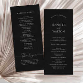 Einfache Elegante Schwarz-Weiß-Hochzeit Programm