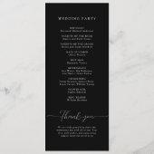 Einfache Elegante Schwarz-Weiß-Hochzeit Programm (Rückseite)