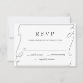 Einfache, elegante Schwarz-Weiß-Hochzeit RSVP Karte (Vorderseite)