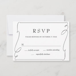 Einfache, elegante Schwarz-Weiß-Hochzeit RSVP Karte