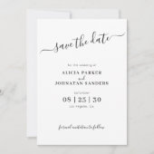 Einfache, elegante Schwarz-Weiß-Hochzeit Save The Date (Vorderseite)