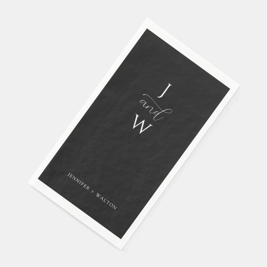 Einfache Elegante Schwarz-Weiß-Hochzeit Serviette (Ecke)