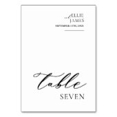 Einfache, elegante Schwarz-Weiß-Hochzeit Tischnummer (Rückseite)