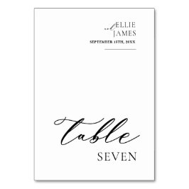 Einfache, elegante Schwarz-Weiß-Hochzeit Tischnummer