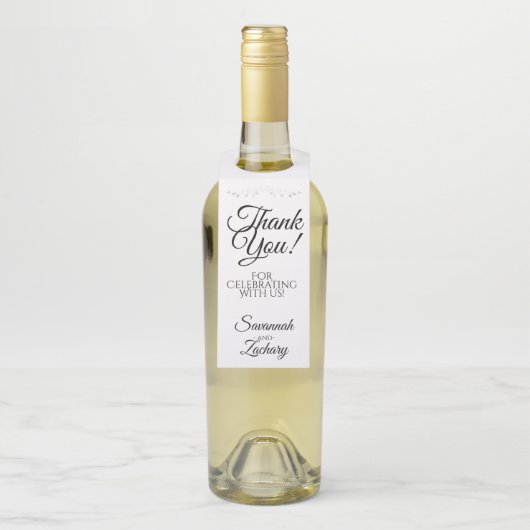 Einfache elegante Schwarz & Weiß Hochzeit Vielen D Flaschenanhänger (Auf Flasche)