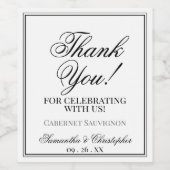 Einfache elegante Schwarz & Weiß Hochzeit Vielen D Weinetikett (Einzelnes Label)