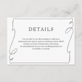 Einfache elegante Schwarz-Weiß-Hochzeitsdetails Begleitkarte (Vorderseite)