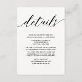 Einfache elegante Schwarz-Weiß-Hochzeitsdetails Begleitkarte (Vorderseite)