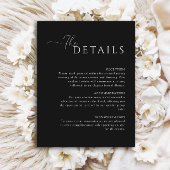 Einfache Elegante Schwarz-Weiß-Hochzeitsdetails Begleitkarte
