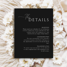 Einfache Elegante Schwarz-Weiß-Hochzeitsdetails Begleitkarte
