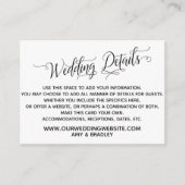 Einfache, elegante Schwarz-Weiß-Hochzeitsdetails Begleitkarte (Vorderseite)