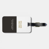 Einfache, elegante Schwarz-Weiß-Imitate-Goldmonogr Gepäckanhänger (Rückseite horizontal)