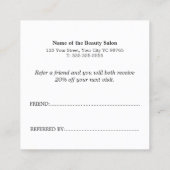 Einfache elegante Schwarz-Weiß-Karte Empfehlungskarte (Rückseite)