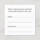 Einfache elegante Schwarz-Weiß-Karte Empfehlungskarte (Rückseite)