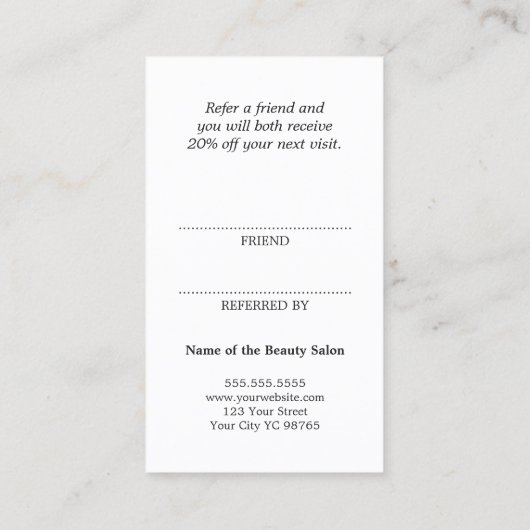 Einfache elegante Schwarz-Weiß-Karte Empfehlungskarte (Rückseite)