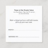 Einfache elegante Schwarz-Weiß-Karte Empfehlungskarte (Rückseite)