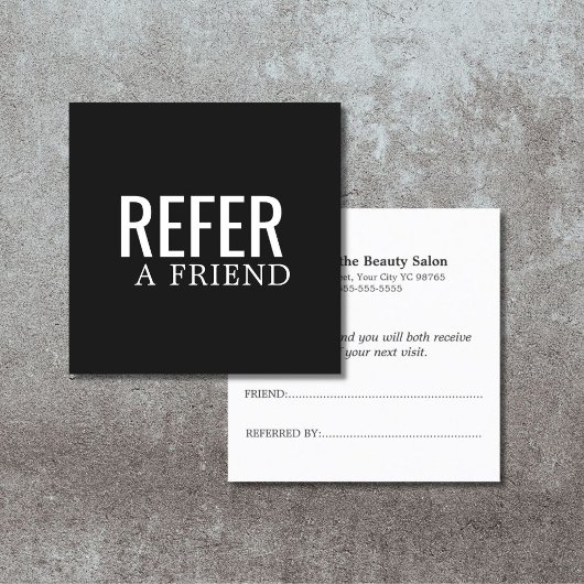 Einfache elegante Schwarz-Weiß-Karte Empfehlungskarte