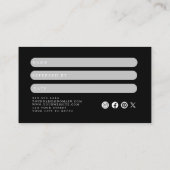 Einfache elegante Schwarz-Weiß-Karte Empfehlungskarte (Rückseite)