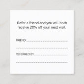 Einfache elegante Schwarz-Weiß-Karte Empfehlungskarte (Rückseite)