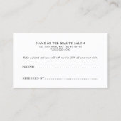 Einfache elegante Schwarz-Weiß-Karte Empfehlungskarte (Rückseite)