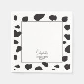Einfache Elegante Schwarz-Weiß-Kuh Print Geburtsta Serviette (Vorderseite)