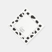 Einfache Elegante Schwarz-Weiß-Kuh Print Geburtsta Serviette (Ecke)