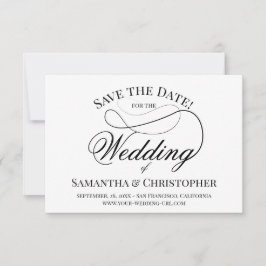 Einfache, elegante Schwarz-Weiß-Lacy-Skripte für H Save The Date