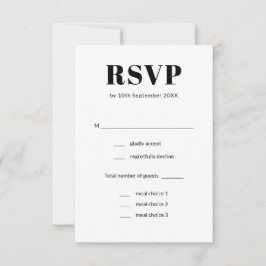 Einfache elegante Schwarz-Weiß-Mahlzeiten RSVP Karte