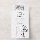 Einfache Elegante Schwarz-weiß Moderne Kalligraphi All In One Einladung (Innen Boden)