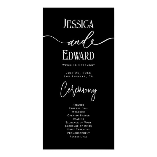 Einfache Elegante Schwarz-weiß Moderne Minimale Sc Poster (Vorderseite)