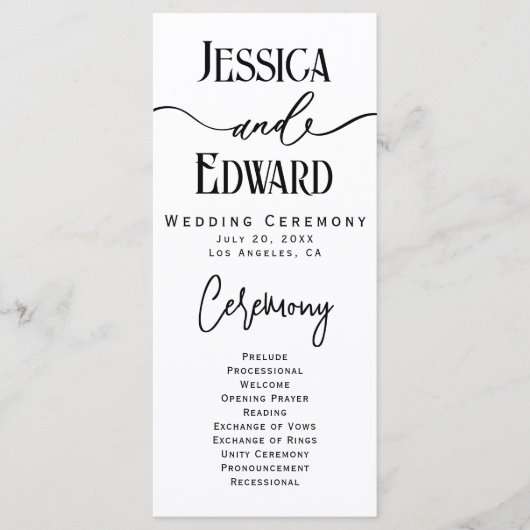 Einfache Elegante Schwarz-weiß Moderne Minimale Sc Programm (Vorderseite)