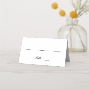 Einfache elegante Schwarz-Weiß-Schrift bei Hochzei Platzkarte