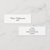 Einfache, elegante Schwarz-Weiß-Schrift Beruflich Mini Visitenkarte (Vorne/Hinten)