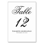 Einfache, elegante Schwarz-Weiß-Script-Hochzeit Tischnummer (Rückseite)