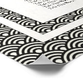 Einfache elegante Schwarz+Weiß Seigaiha Seating Ch Poster (Ecke)